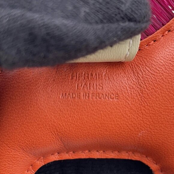 HERMES Rodeo Crinoline Size PM Lambskin/Crinolin Cornelian /Craie/Magnolia - Picture 7 of 8